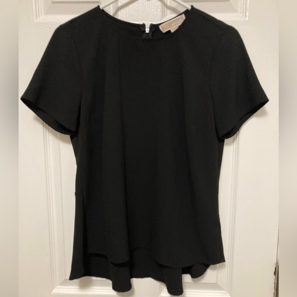 *Michael Michael Kors Black Short Sleeve Relaxed Fit Medium Blouse #A